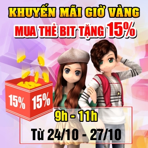 Khuyến mãi giờ vàng - mua thẻ bit nhận 15% chiết khấu