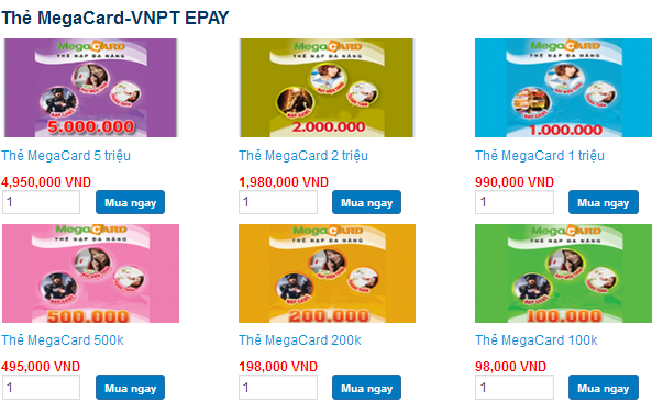 Mua thẻ Megacard online thanh toán qua Onecom (Visa, mastercard) Mua thẻ Megacard online thanh toán qua Onecom (Visa, mastercard)